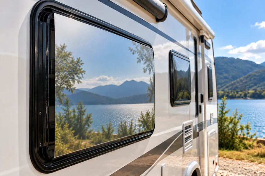 Wohnmobil-Fenster aus Plexiglas mit verspiegelter Sonnenschutzfolie