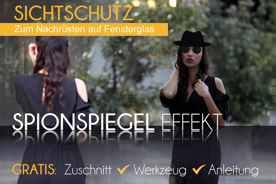 spion mit hut vor verspiegelter fensterscheibe versperrt die Sicht