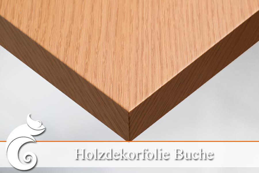 Holzdekorfolie Buche auf tisch verklebt
