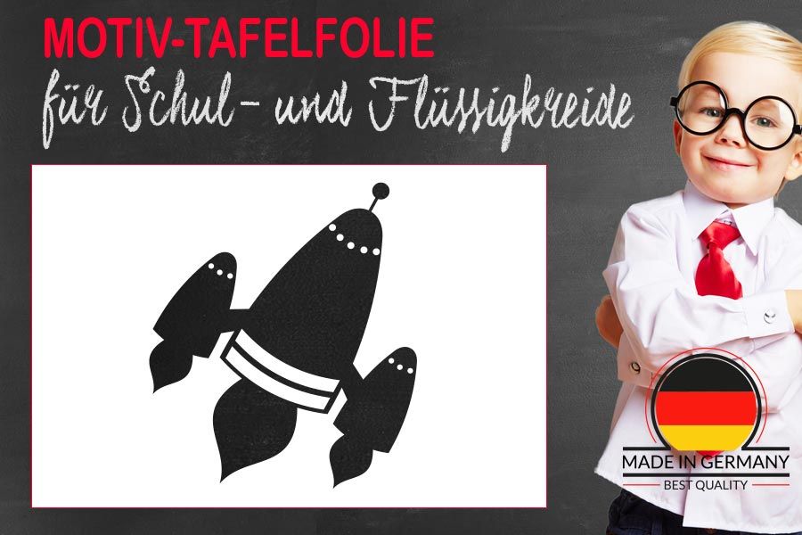 Motiv Tafelfolie fliegende Rakete zum Bemalen mit Kreide
