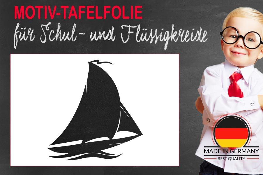 Motiv Tafelfolie Segelboot als Wandtafel mit kreide beschriftet