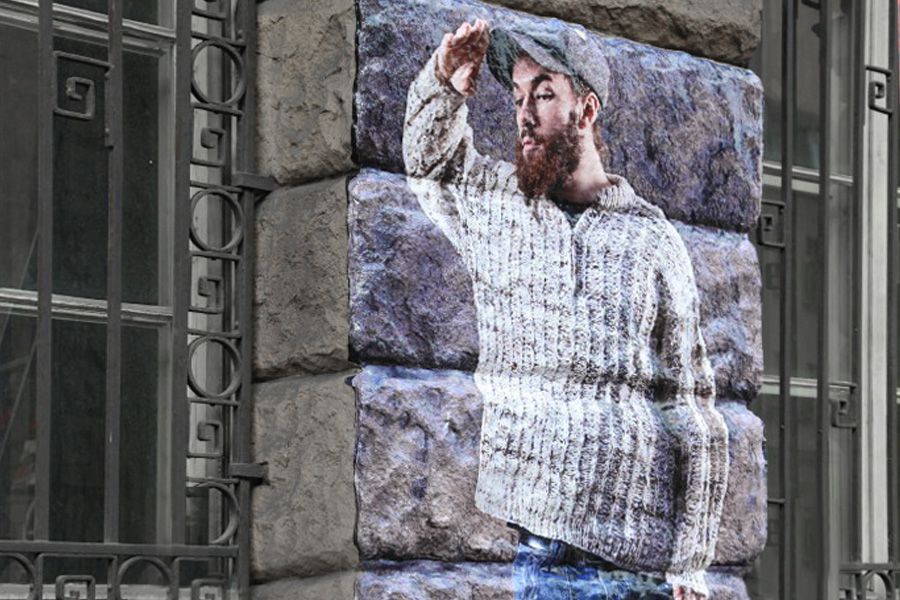 In die raue Stein-Oberfläche eingeföhnte Digitaldruckfolie DFP45 von ASLAN