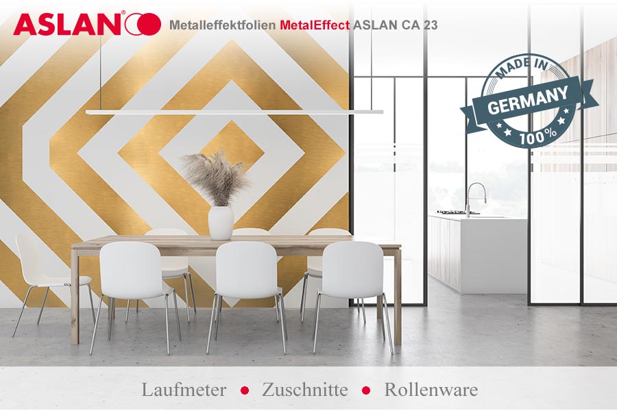 Wanddekoration aus Metalleffekfolie Gold ASLAN CA23