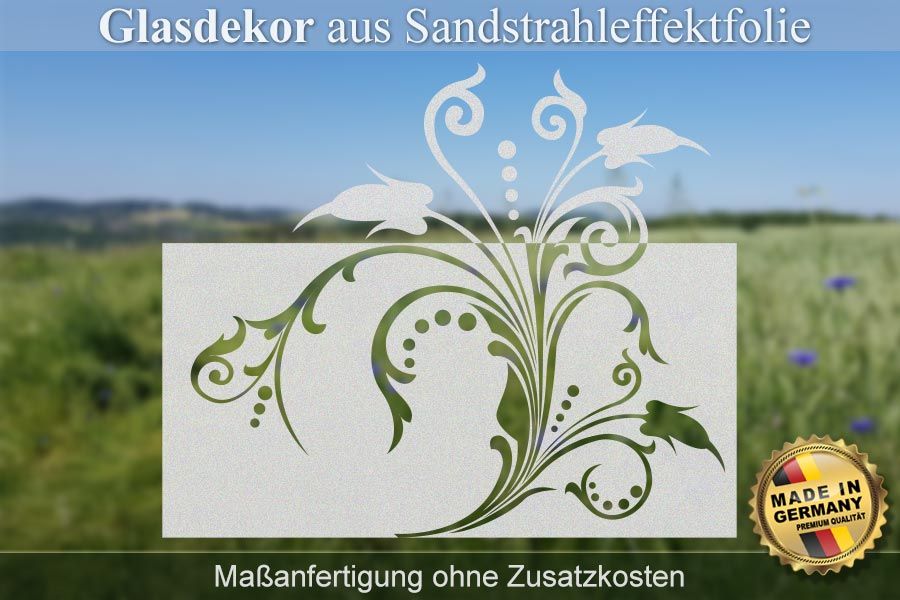 Satiniertes Glasdekor "Traditionelles Blumenmotiv"