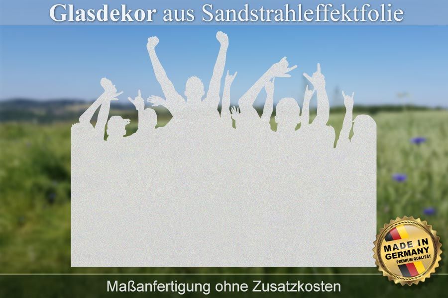 Satiniertes Glasdekor "Feiernde Menschenmenge"