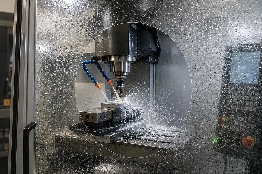 Industrielle Sichtscheibe in CNC-Maschine