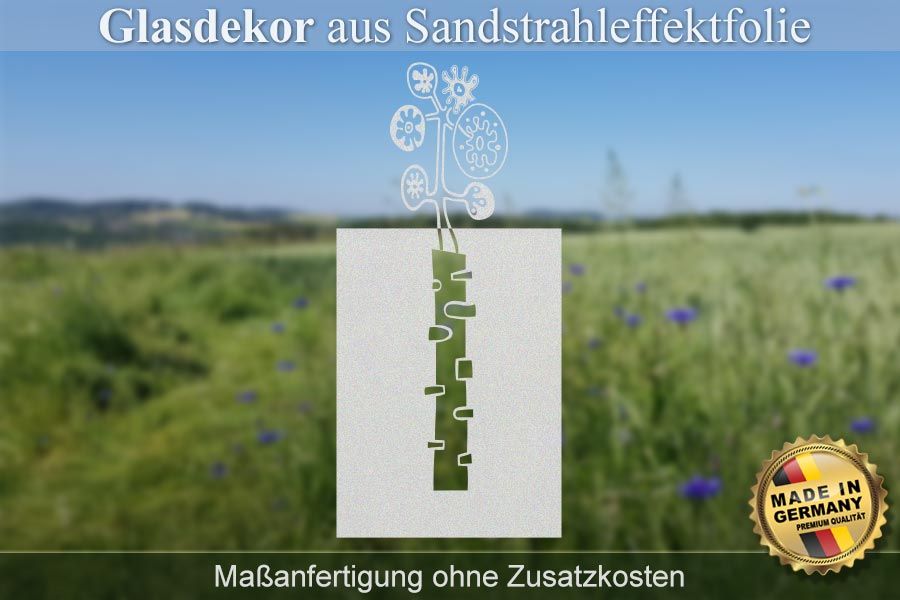 glasdekor mit motiv einer futuristischen Blumenvase