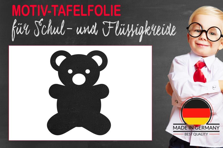 Motiv Tafelfolie niedlicher Teddybär als Tattoo für Wand & Möbel
