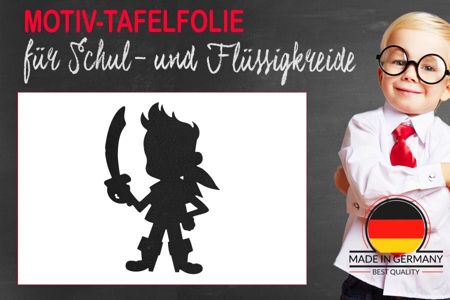 Motiv Tafelfolie Der kleine Pirat als witziger Wandaufkleber
