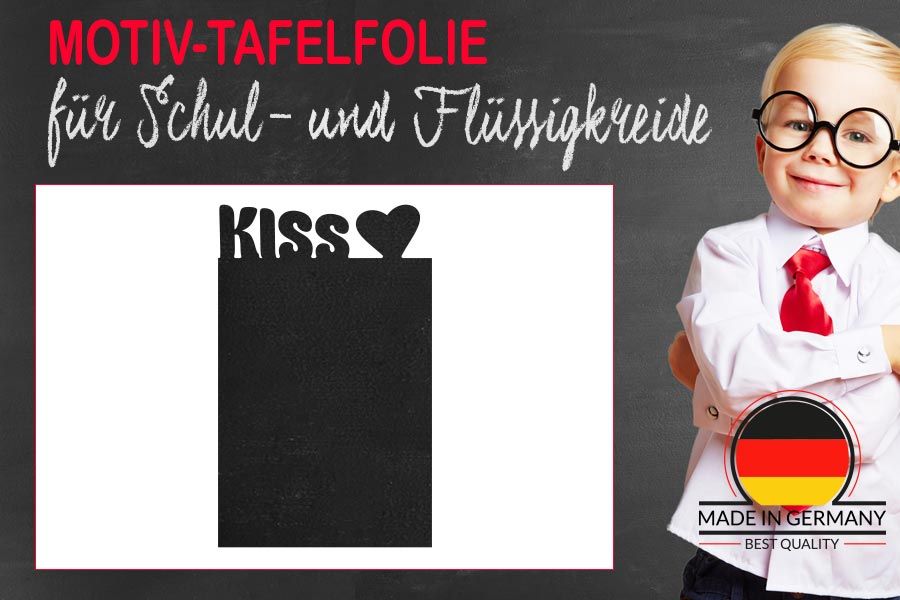 Motiv-Tafelfolie mit Küsschen und Herz für den netten Gruß