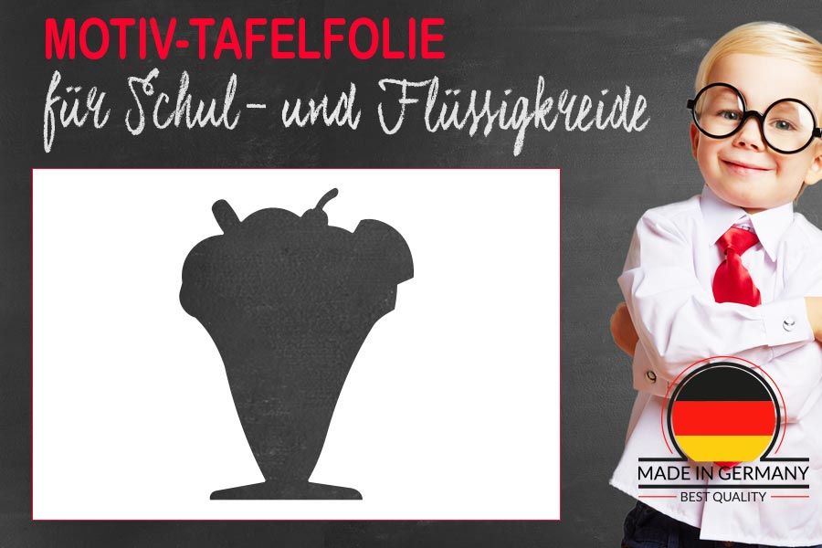 Eisbecher mit Waffel als Motiv-Tafelfolie zum Beschreiben mit Kreidestiften und Flüssigkreide