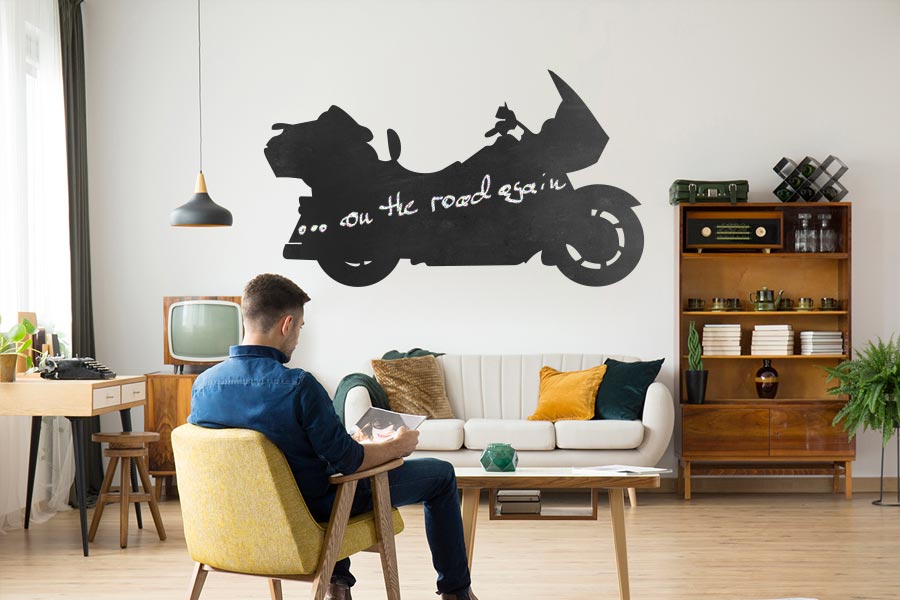 fernsehzimmer mit Aufkleber Tafelfolie motiv motorrad harley davidson