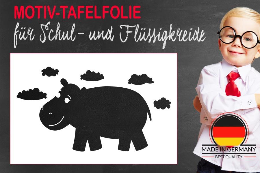 Motiv Tafelfolie freundliches Nilpferd aus Kreidefolie für Kinder