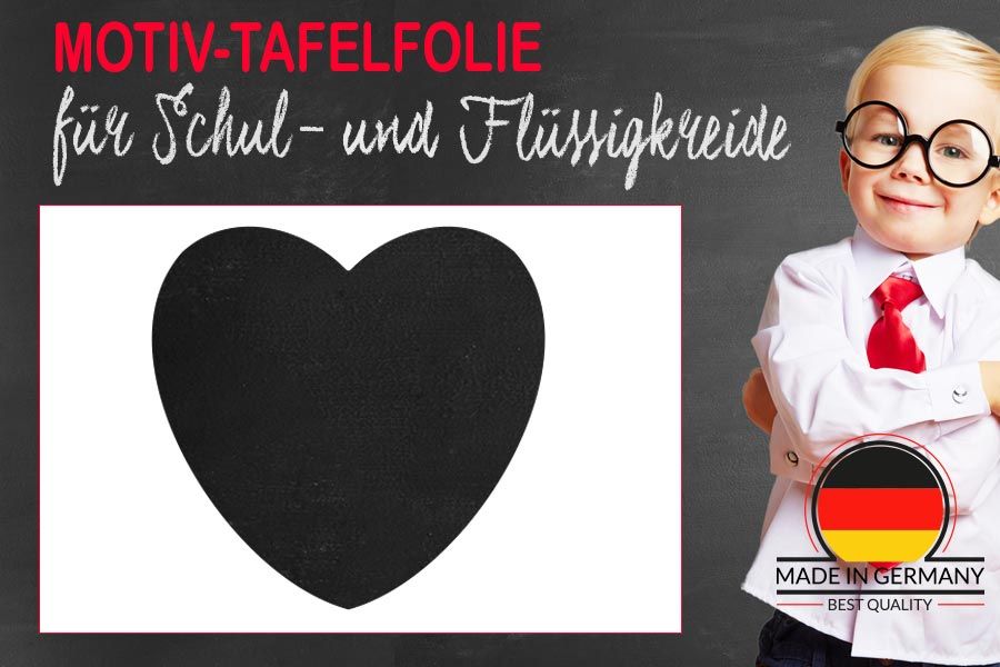 Ansprechendes Tafelfolienmotiv aus Kreidefolie in Herzform