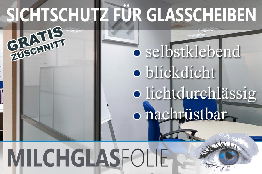 trennwand aus Glas mit Milchglasfolie in einem Großraumbüro