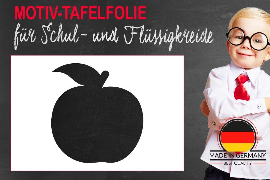 Motiv Tafelfolie Apfel mit Blatt als Tattoo für Wand & Möbel