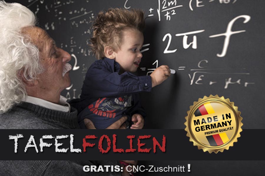 wandtafel aus tafel klebefolie mit albert einstein und kleinkind
