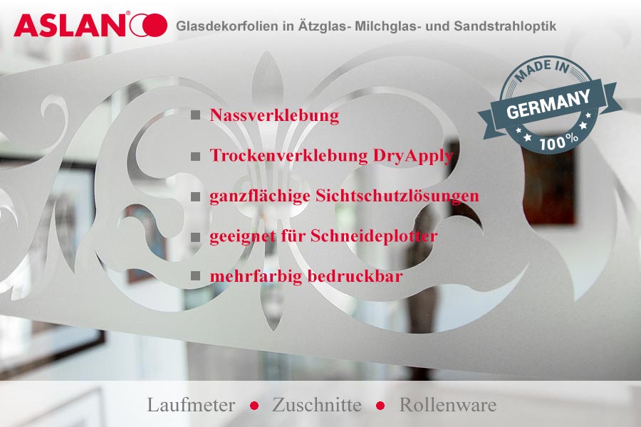 ASLAN Glasdekorfolie mit Sandstrahleffekt als Fensterbordüre