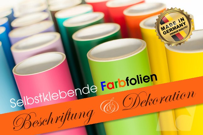 Sortiment farbige Folien auf Rolle nach Farbe sortiert