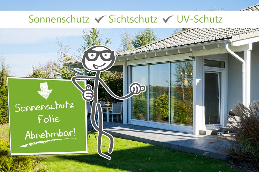 Sonnenschutzfolie wiederverwendbar im Wintergarten