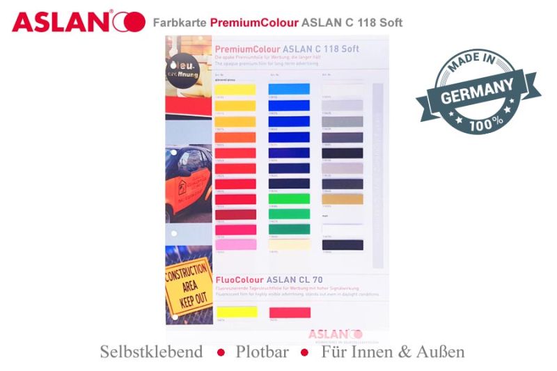 Farbkarte ASLAN Farbfolien PremiumColour & FluoColour