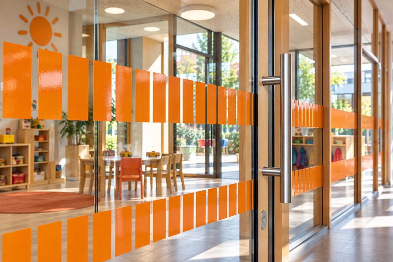 Gegenlaufschutz aus Farbfolie für Glasflächen
