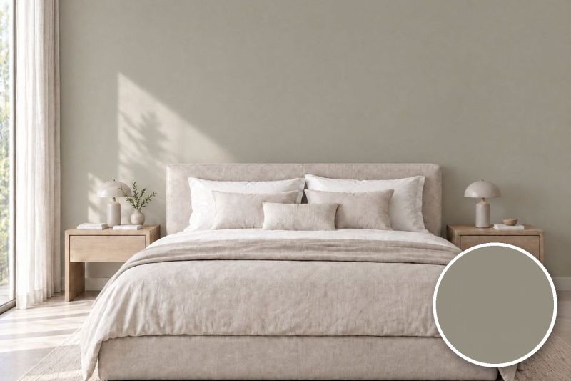 Anwendungsbeispiel mit Coverstyl Möbelfolie Root – Uni Erdton seidenmatt, rechts unten die Oberfläche im Detail