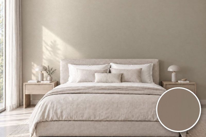 Anwendungsbeispiel mit Coverstyl Möbelfolie Suede Champage – Wildleder-Metalloptik Champagner, rechts unten die Oberfläche im Detail