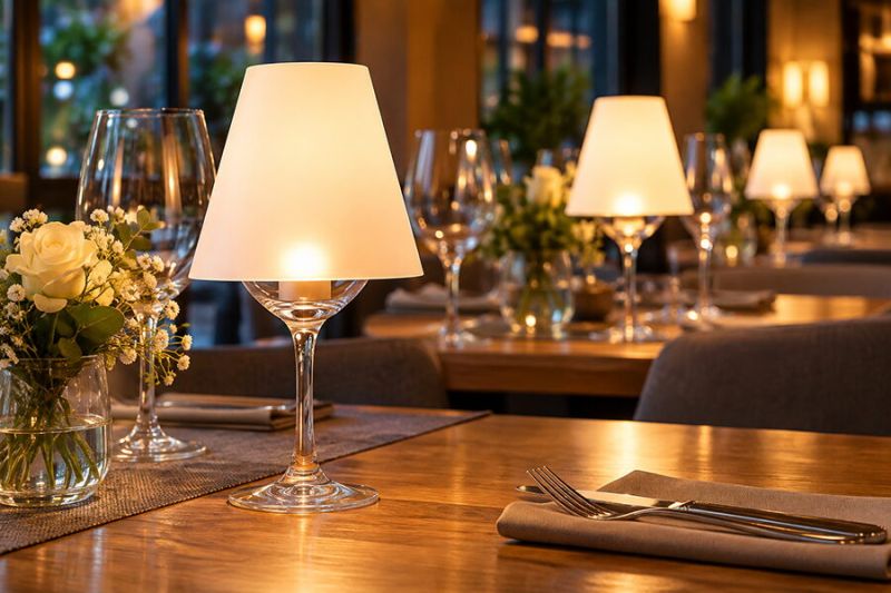 Weißer Mini-Lampenschirm für Weinglas Lampe