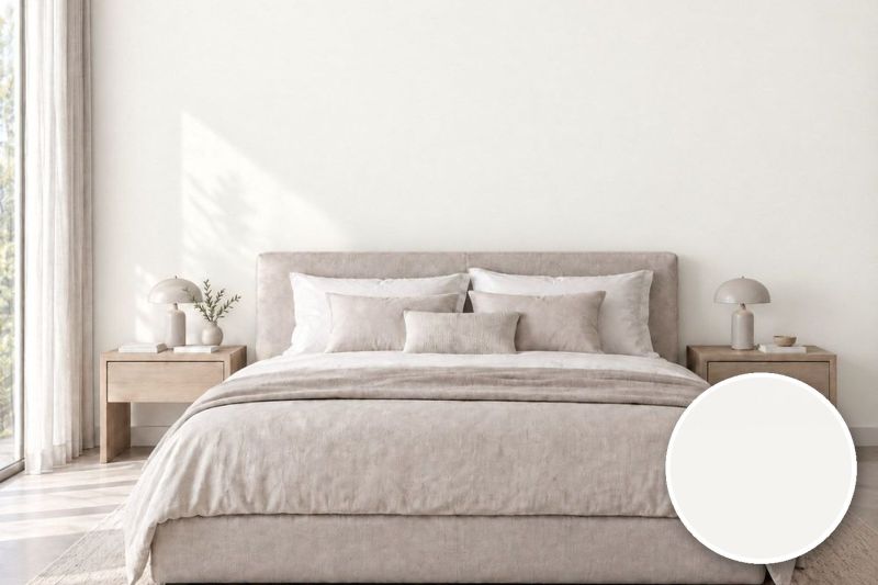 Anwendungsbeispiel mit Coverstyl Möbelfolie Canvas – Uni naturbeige seidenmatt, rechts unten die Oberfläche im Detail