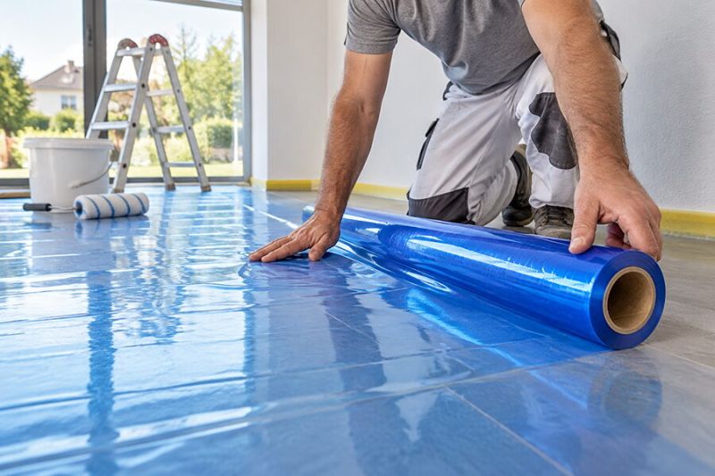 Maler Abdeckfolie aus PVC PE-LD blau-durchsichtig