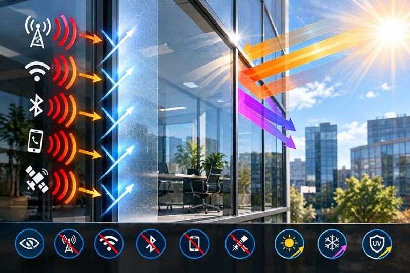 Anti-Elektrosmog-Folie mit Sonnenschutz für Fenster