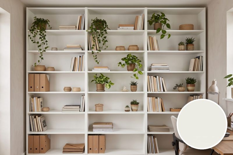 Anwendungsbeispiel mit Coverstyl Möbelfolie Linen – Uni reinweiß, rechts unten die Oberfläche im Detail